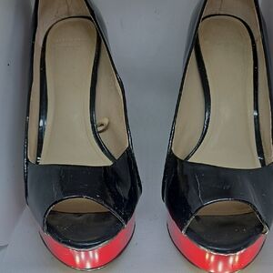 Zara Black and Red Peep Toe Heels